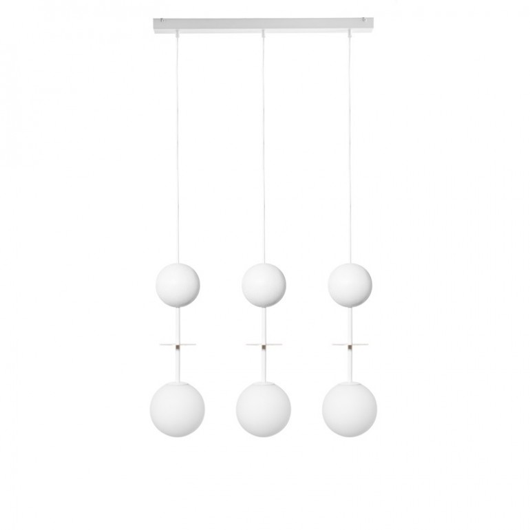 OIO A 3L biała potrójna lampa sufitowa z mosiądzem