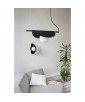 Lampa wisząca Sallo A czarna z dekoracyjnym kloszem i szklaną białą kulą UMMO