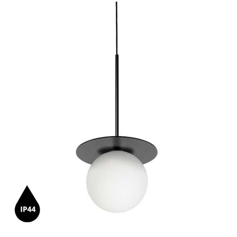 BORRA B czarna sufitowa lampa wisząca z podwyższoną szczelnością IP44