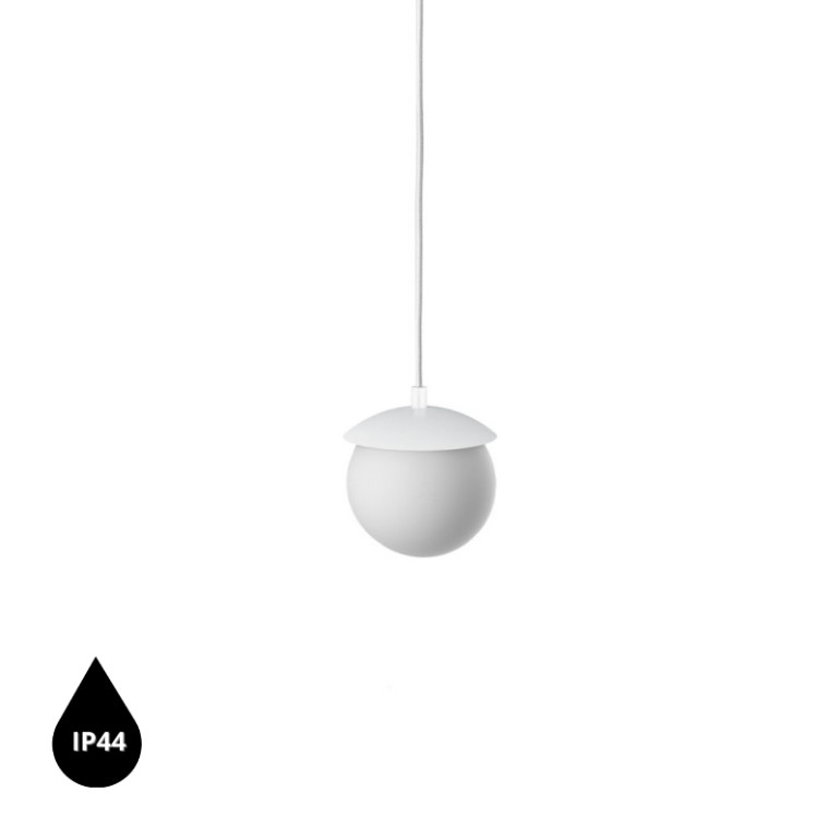 KUUL F biała sufitowa lampa wisząca z podwyższoną szczelnością IP44