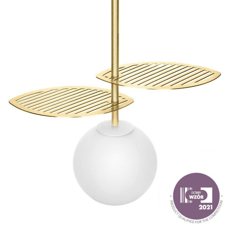 FYLLO A złota lampa wisząca  z mosiężnymi liśćmi