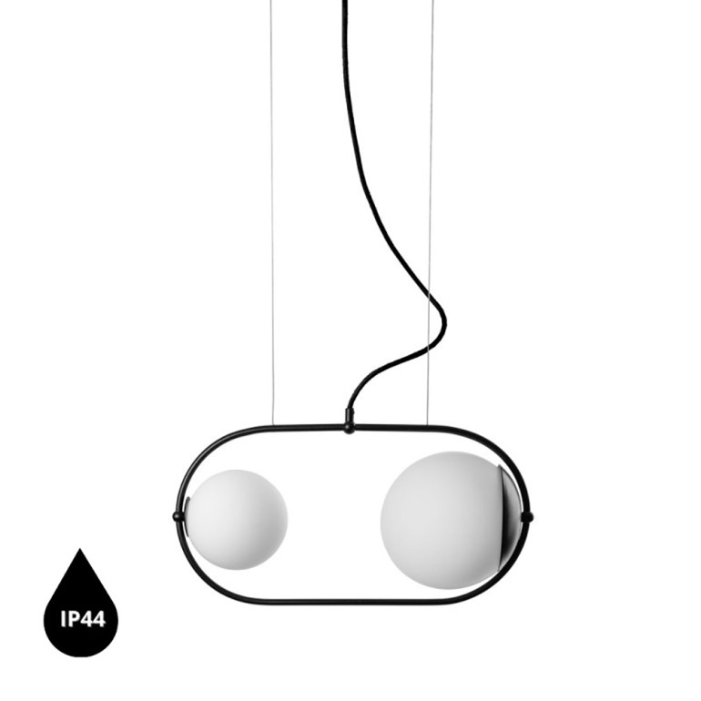 KOBAN A czarna sufitowa lampa wisząca z podwyższoną szczelnością IP44