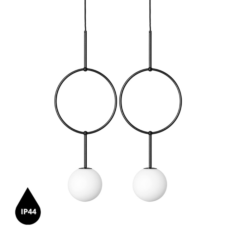 ISUULLA B czarna podwójna lampa sufitowa z podwyższoną szczelnością IP44