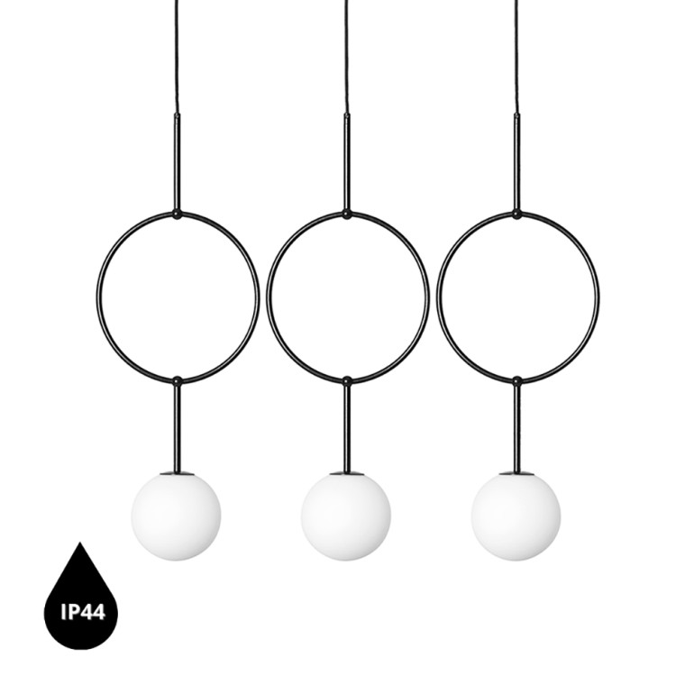ISUULLA C czarna potrójna lampa sufitowa z podwyższoną szczelnością IP44